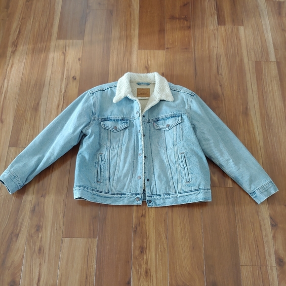 Womens Levi Sherpa Lined Jean Jacket Xl 